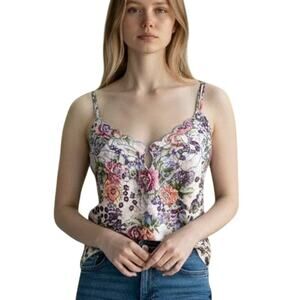 Victorias Secret 90s Gold Label Cami Tank Top S Floral Paisley Satin Romantic
